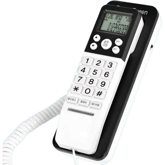 Eladl Tec Corded Telephone ,White Black - 108BE
