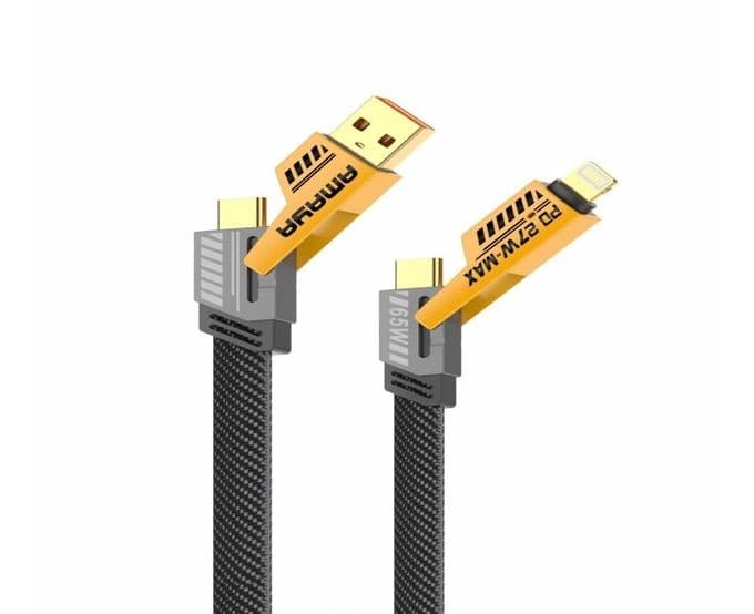 Amaya Multi Ports 4 in 1 Charging Cable 1.2 Meter Black - ACD-X31
