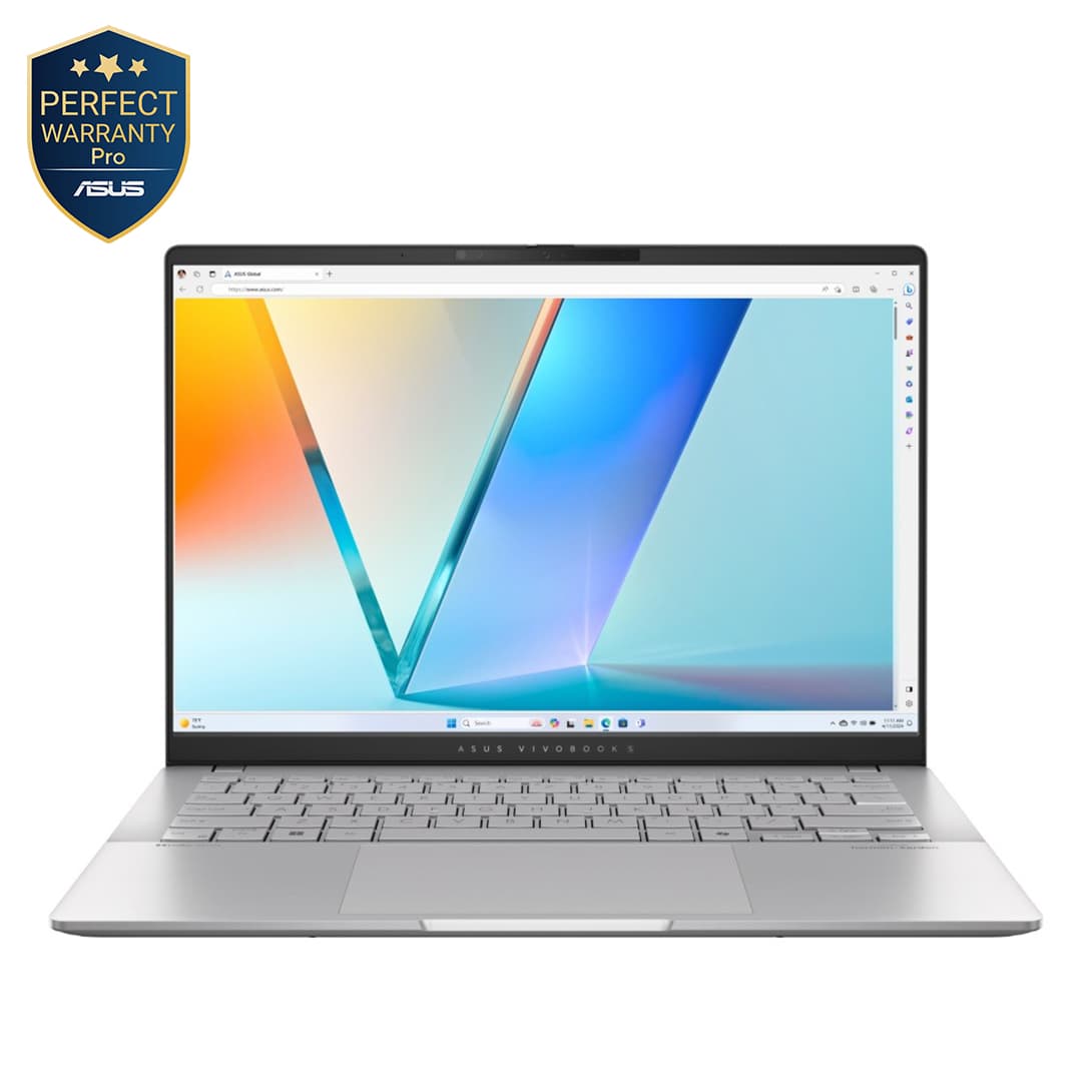 Asus Vivobook S14 M5406UA-QD055W Laptop ,AMD Ryzen 9 8945HS 14 Inch ,512 GB SSD ,16 GB ,AMD Radeon Graphics ,Windows 11 - Cool Silver