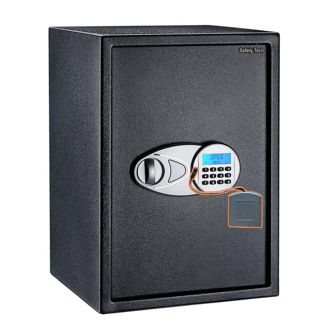 Safety Tech Digital Electronic with Key Lock Safe Box ,50 Liter ,Black Silver - GN 50 EID3