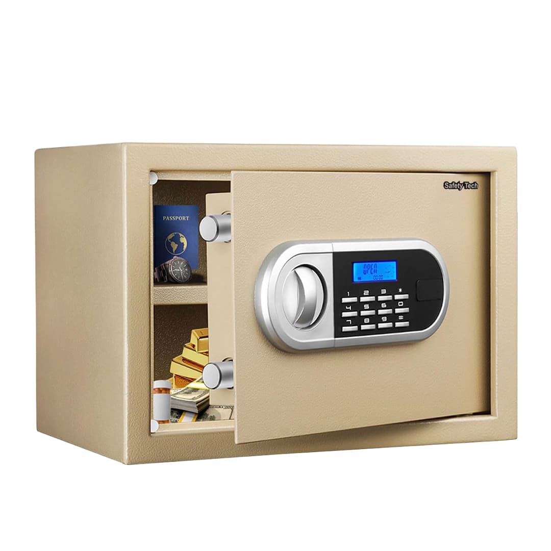 Safety Tech Digital Electronic with Key Lock Safe Box ,25 Liter ,Beige - GN25 SDA
