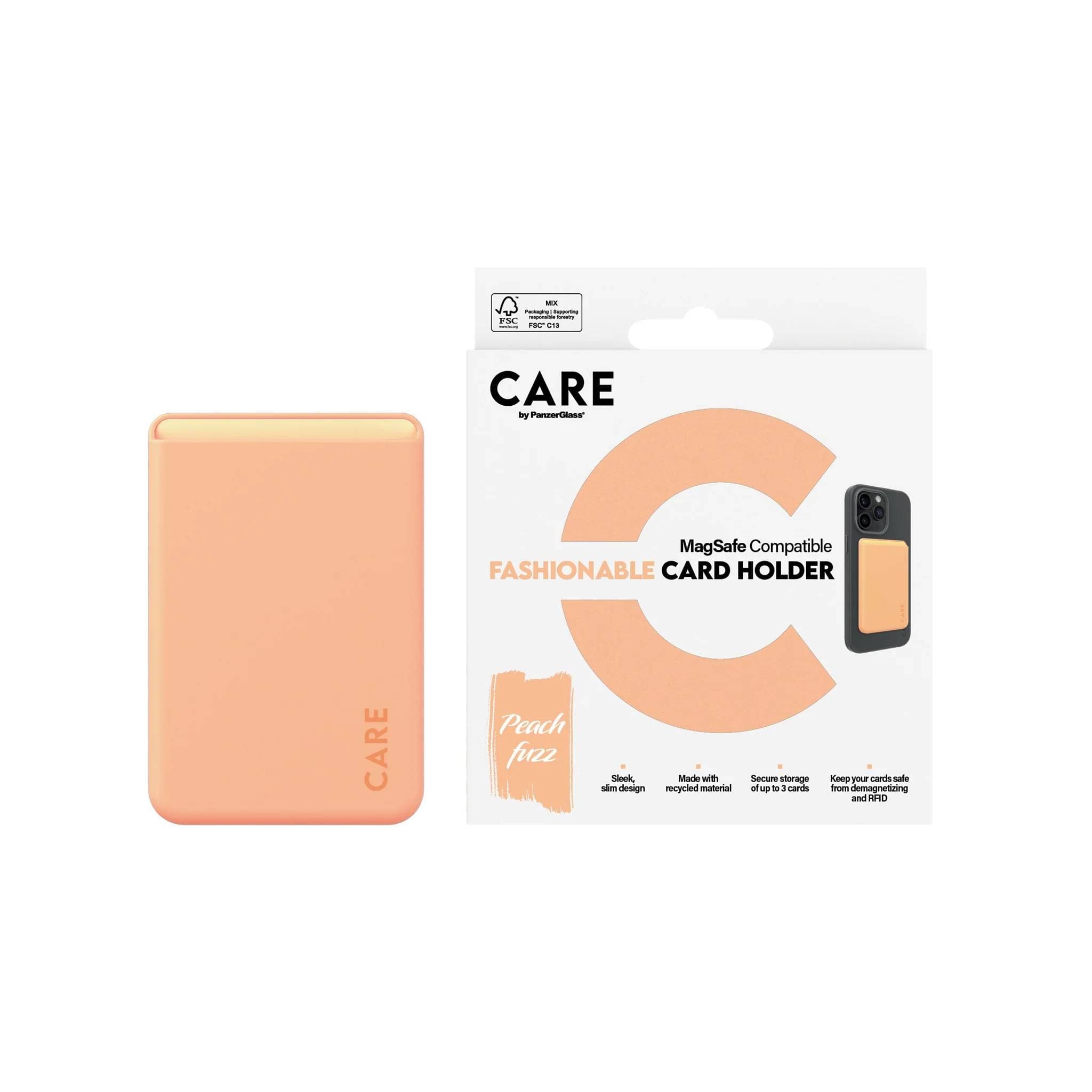 Panzerglass Recycled Material / Leather-like Wallet Magnetic Holder forMagSafe-compatible iPhone models ,Orange
