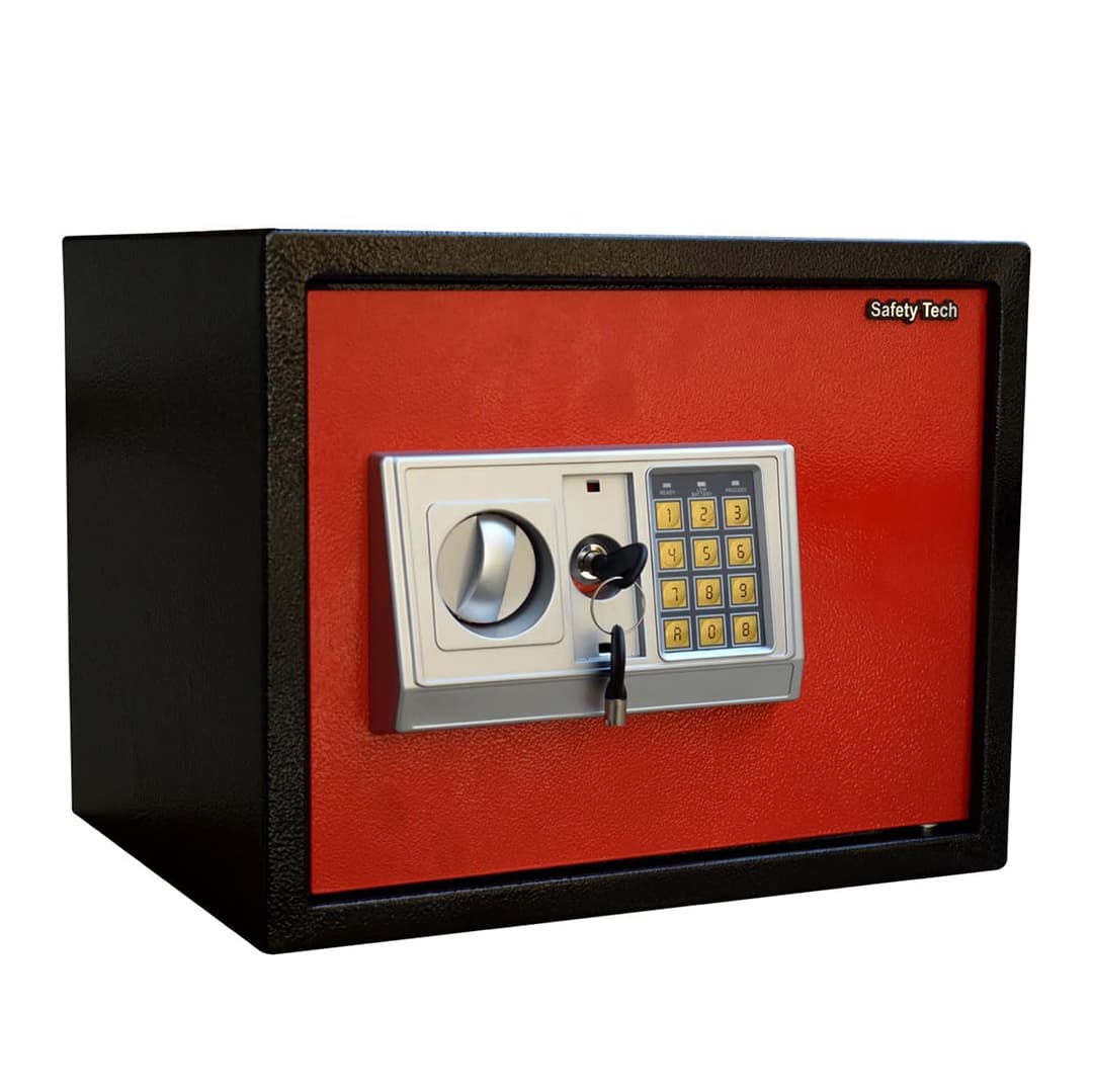 Safety Tech Digital Electronic with Key Lock Safe Box ,30 Liter ,Red Black - GN30 EIA3