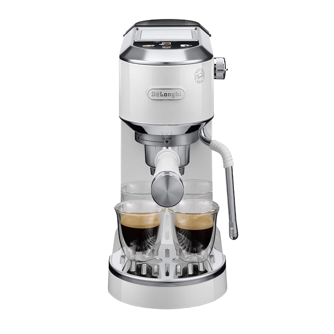 Delonghi Barista Duo Dedica Espresso Machine , 1 Liter 2 Cups , White - EC890