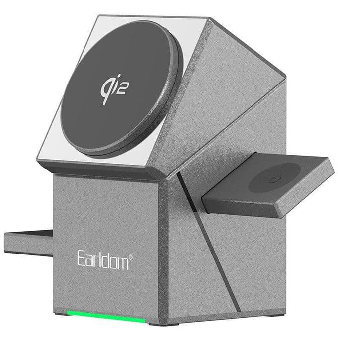 Earldom 3-In-1 Wireless Charger , 15 Watt , 5 Volt , Grey - WC65