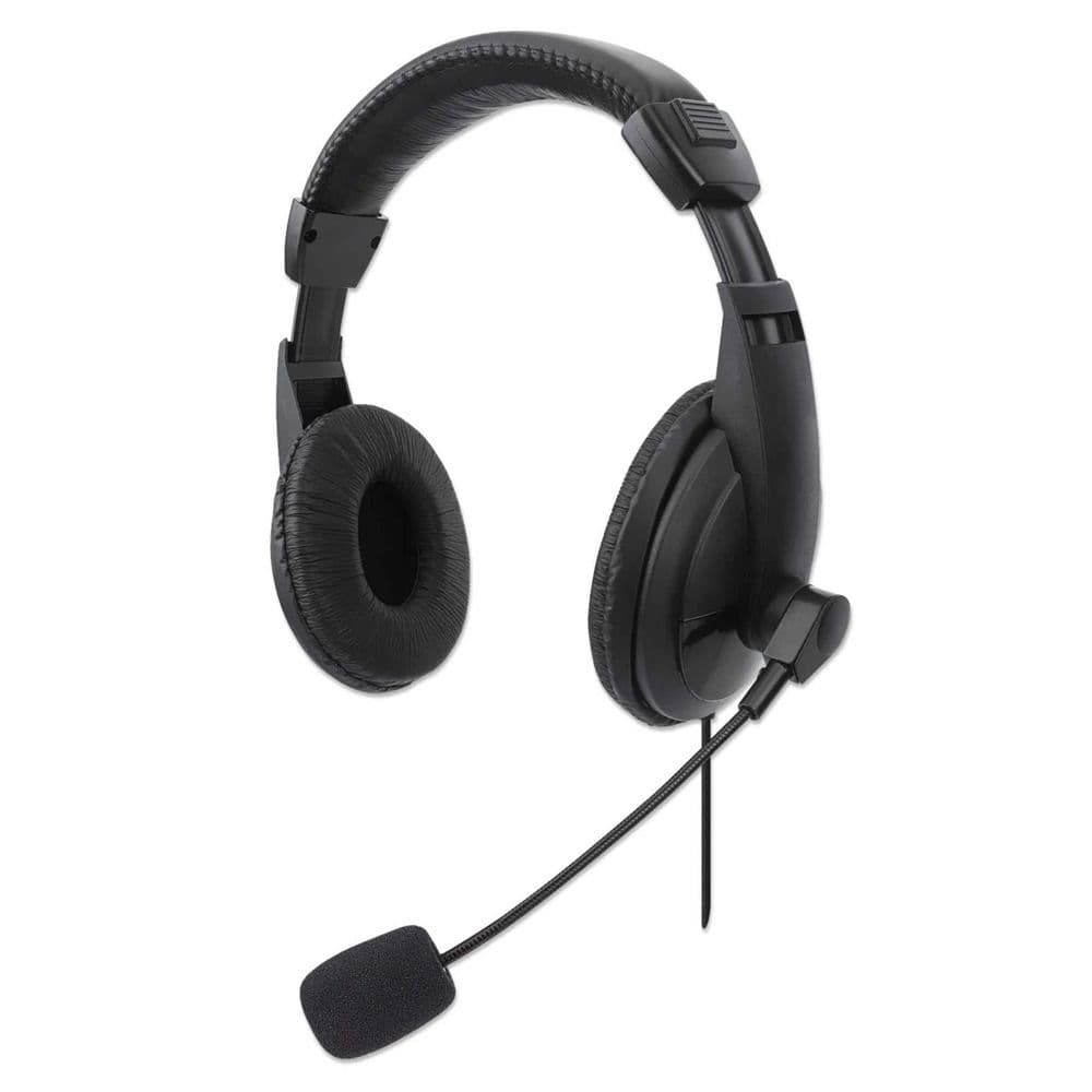 Manhattan Wired Over Ear Headphones with Microphone , Black - 179881