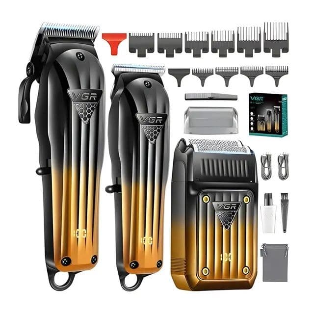 VGR Hair Clipper Kit Wet & Dry , Black Gold - V-644
