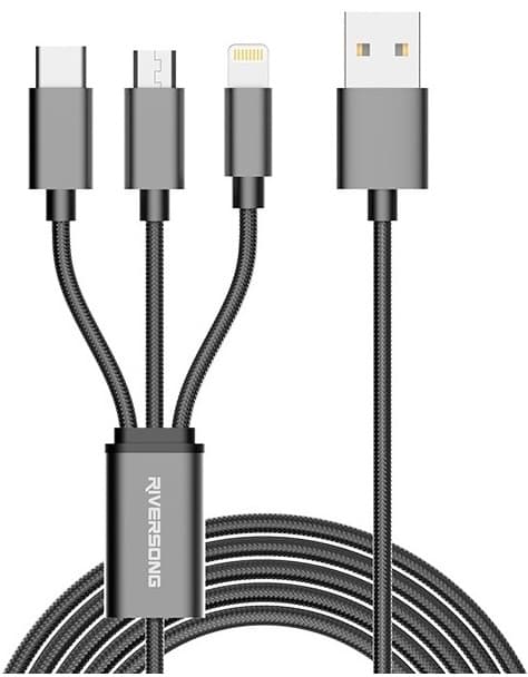 Riversong Infinity III Multi Ports Mobile Cable 1 Meter Grey - C19