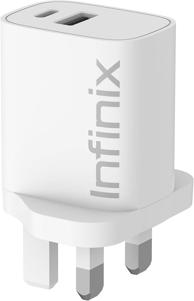Infinix Wall Charger , 2 Ports Multi Ports , 60 Watt 240 Volt White - XC33EU