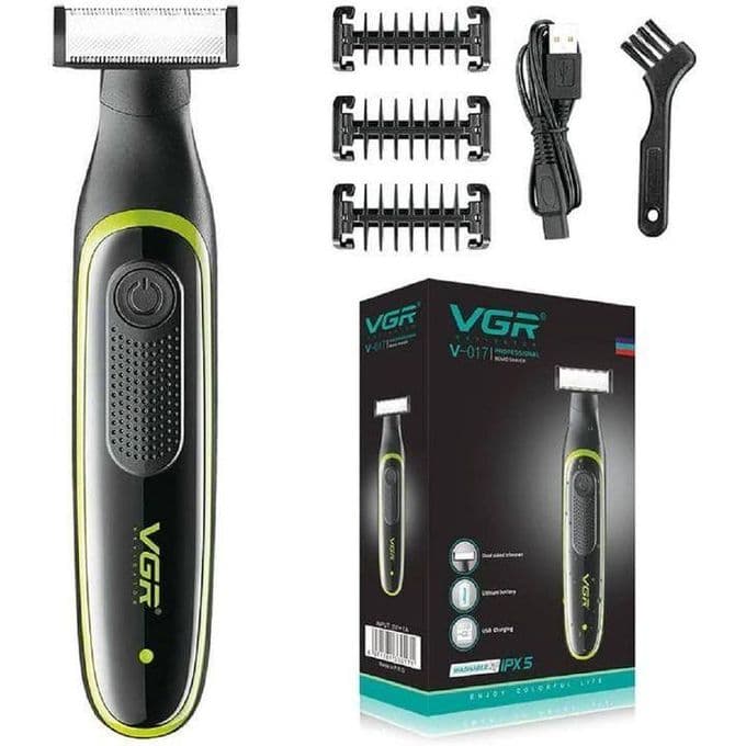 VGR Rechargeable Beard Trimmer with Attachments , Black - V-017