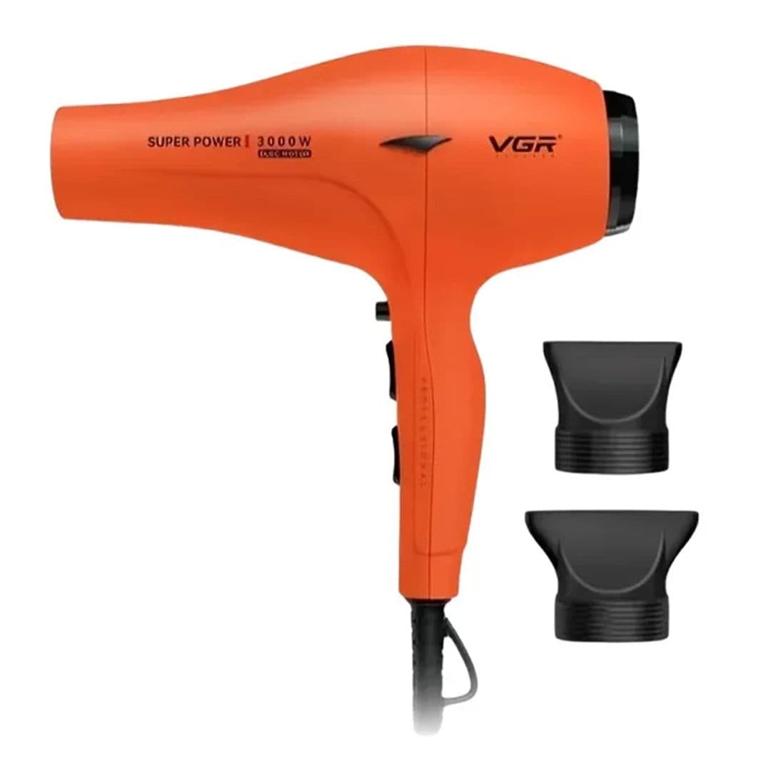 VGR Hair Dryer with Attachments 3000 Watt , Orange - V-406