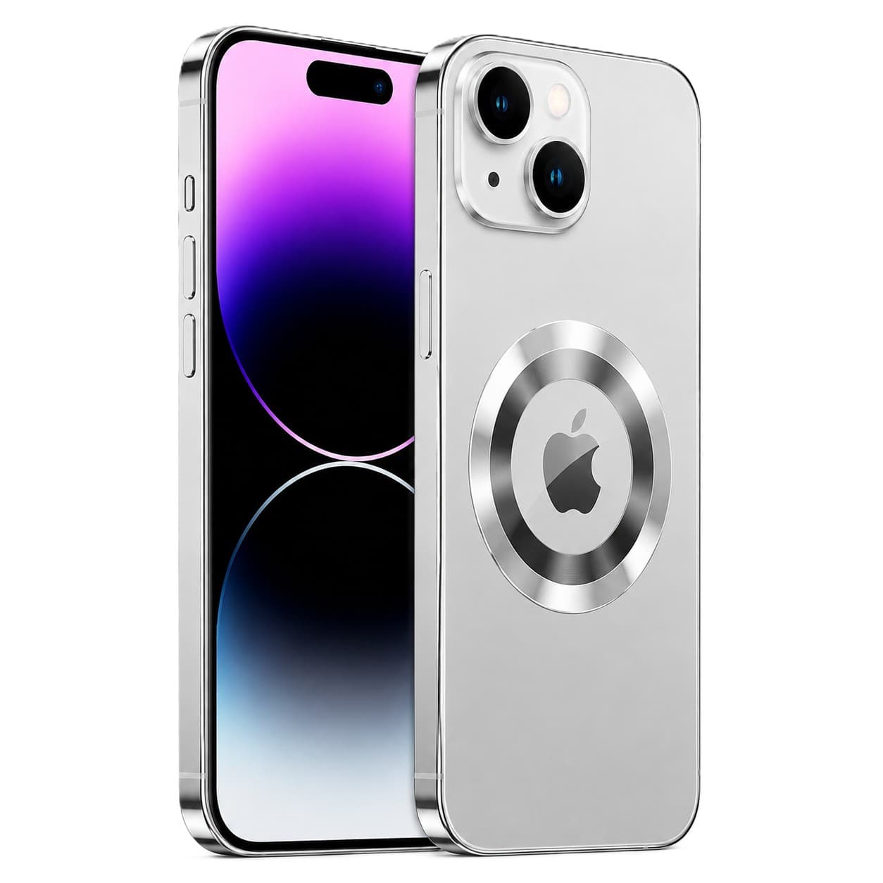 Nine TPU + PC MagSafe Back Cover foriPhone 15 ,Silver