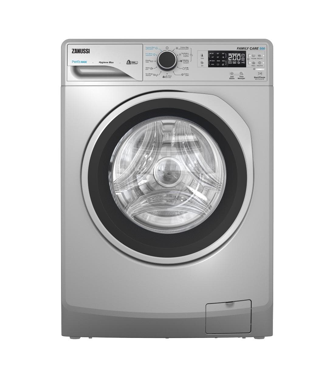 Zanussi Perlamax Front Load Washing Machine , 8 kg , Silver - TC4ZWF8240SS5