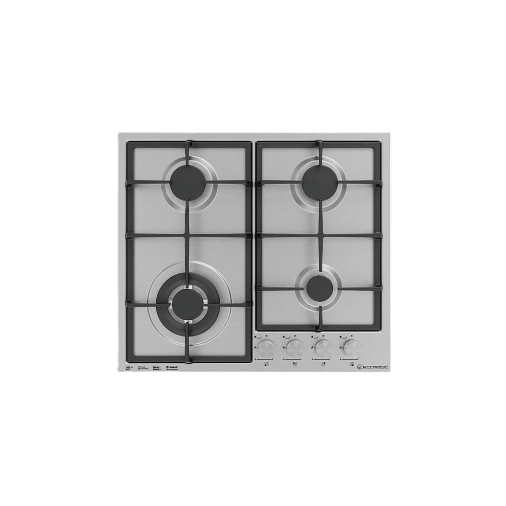 Ecomatic SLIM Gas Gas Built-in Hob ,60 Centimeter 4 Burners ,Stainless Steel - S613C