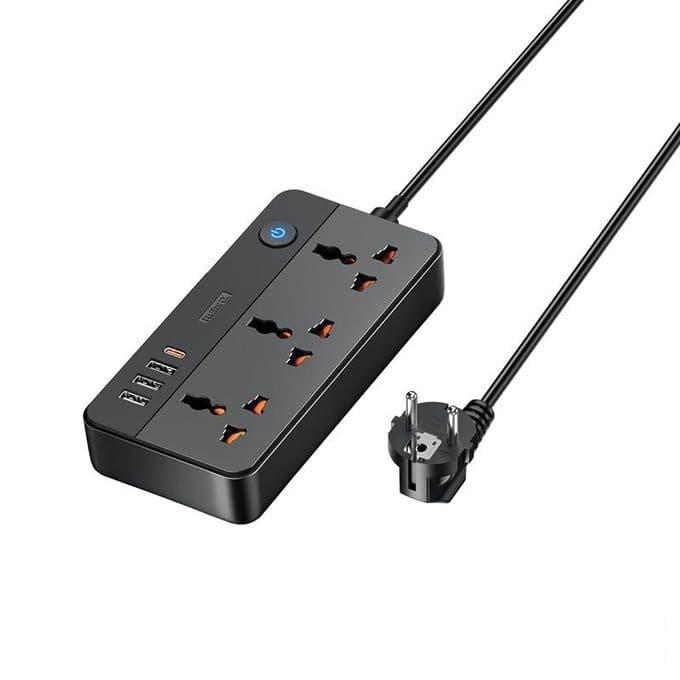 Remax Power Strip ,3 Ports ,AC, USB ,20 Watt ,Black - RP-U153