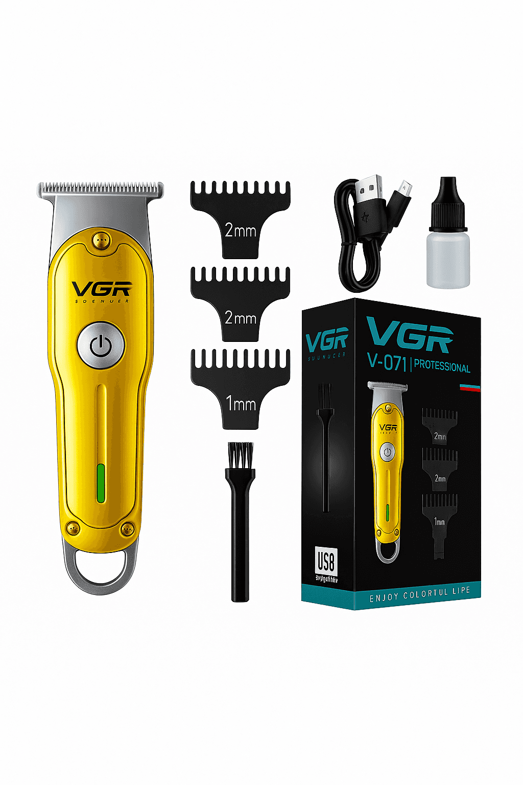 VGR Professional Hair Trimmer with Attachments , Gold - V-071