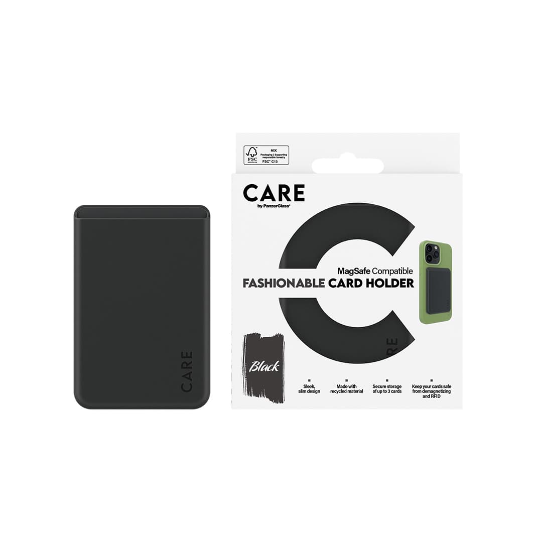 Panzerglass Recycled Material / Leather-like Wallet Magnetic Holder forMagSafe-compatible iPhone models ,Black