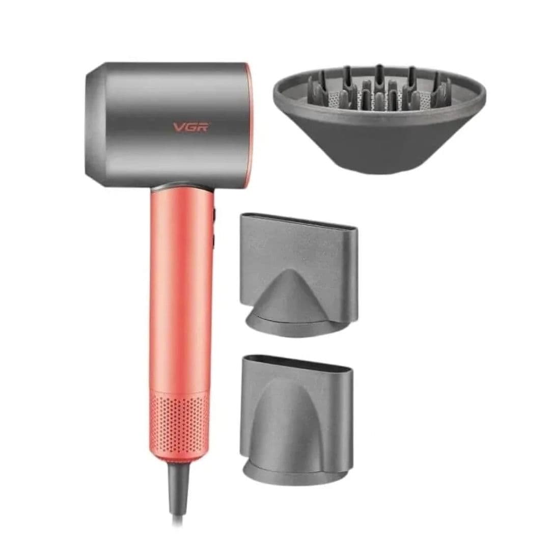 VGR Professional Hair Dryer with Attachments 1400 Watt , Red Black - V-440
