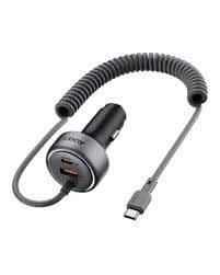 Aukey Car Charger with Built In Cable Type-C , 1 Ports , Type C , 75 Watt , Grey - CCP2