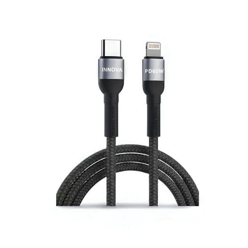 Innova Lightning Braided Charging and Data Cable 1.2 Meter Black - IN-1002