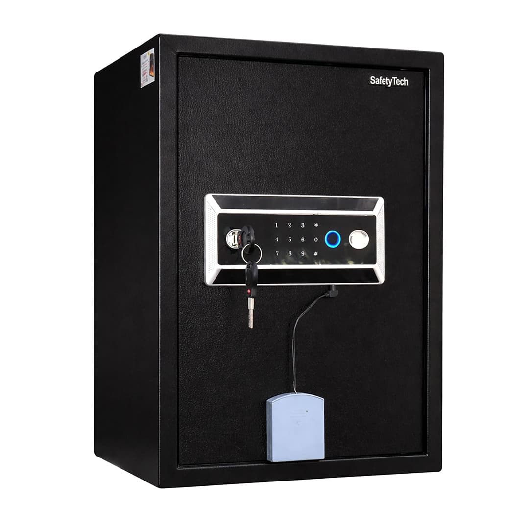 Safety Tech Digital Fingerprint with Keys Safe Box ,50 Liter ,Black - 50 V MAX
