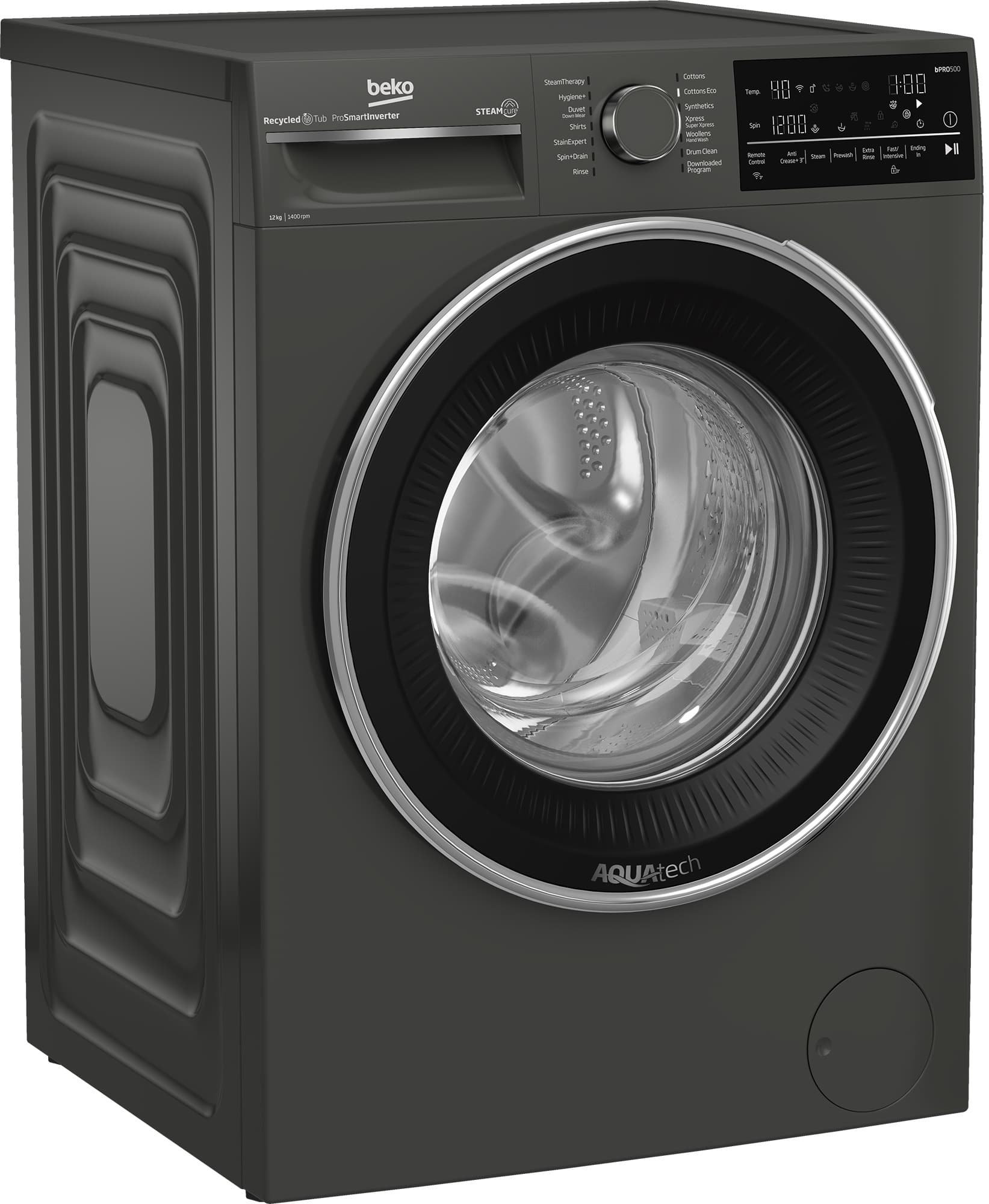 Beko Inverter Front Load Washing Machine , 12 kg , Manhattan Grey - B3WFU51240MCI