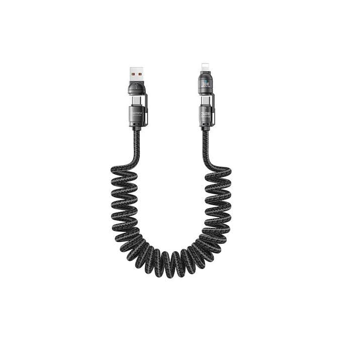 Remax Multi Ports 4 in 1 Charging Cable 1.5 Meter Black - CB12(A+C-C+L)