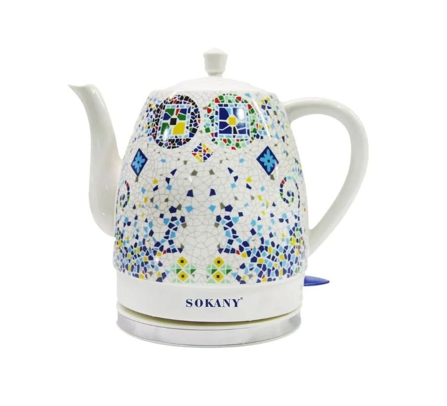 Sokany Ceramic Electric Kettle , 1.5 Liter 1000 Watt , Multi Color - SK-09008