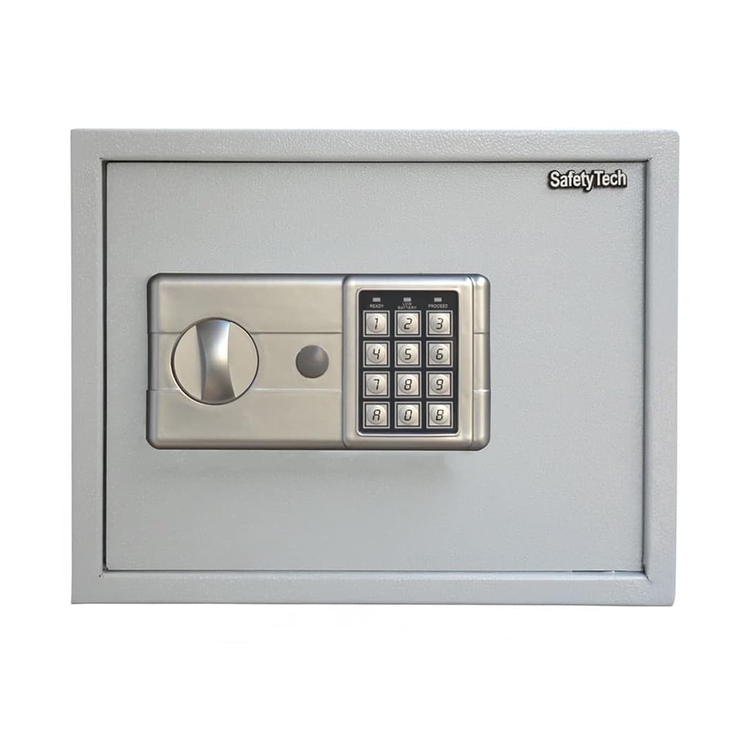 Safety Tech Digital Electronic with Key Lock Safe Box ,Light Grey - GN 30 LK
