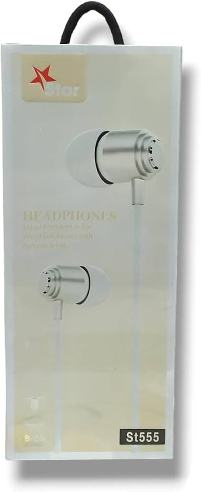 Star Wired Earphones , Silver - ST555