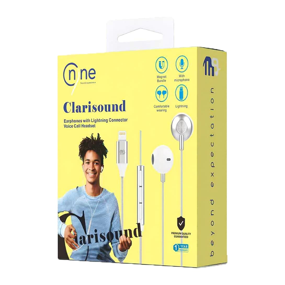 Nine Clarisound Wired Earphones with Microphone , White