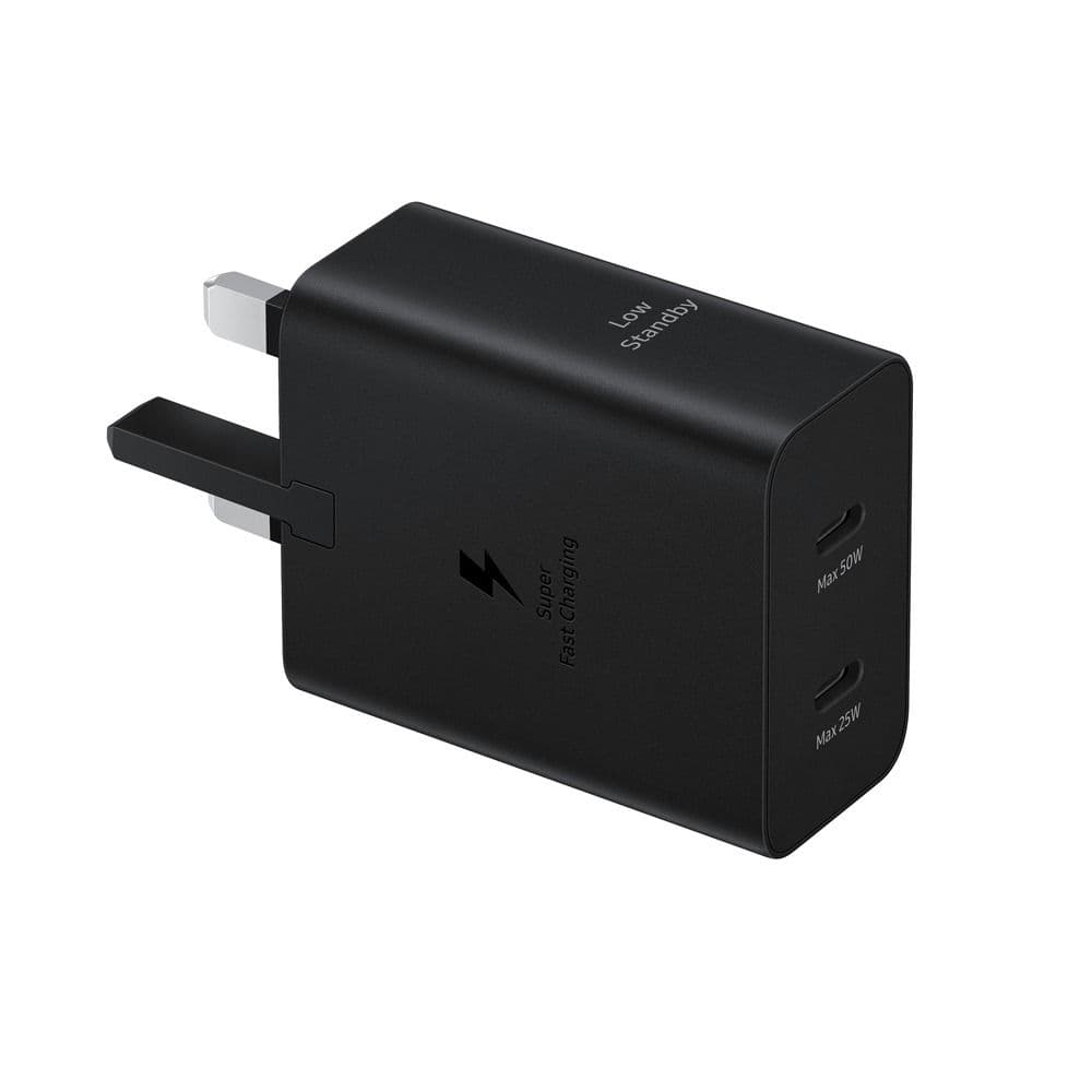 Samsung Wall Charger with Type C Cable , 2 Ports Type C , 50 Watt Black - EP-T5020