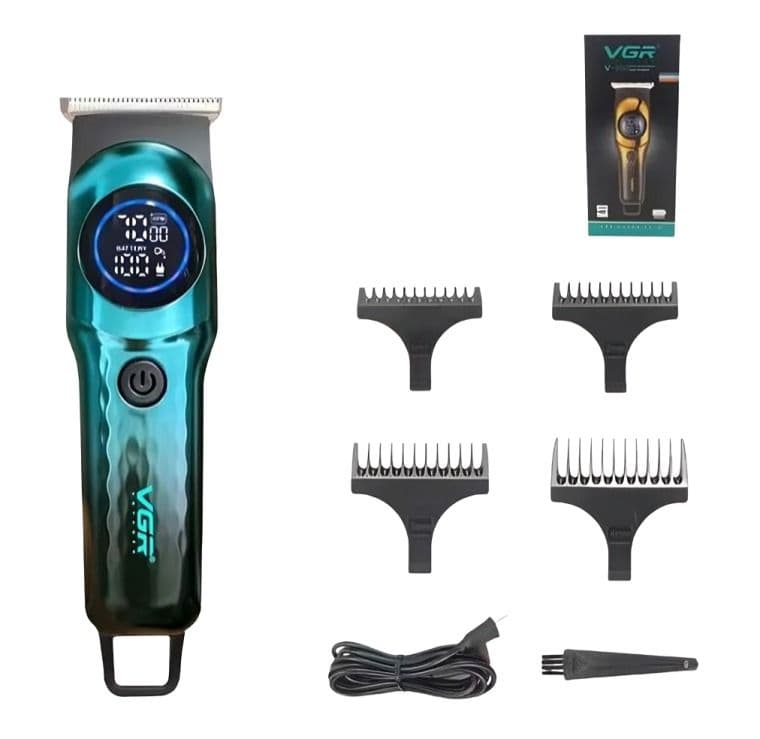 VGR Rechargeable Hair Clipper with Attachments , Turquoise Black - V-966