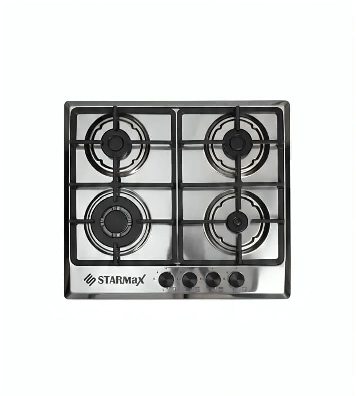 Starmax Gas Gas Built-in Hob ,60 Centimeter 4 Burners ,Stainless Steel - SM-60T-HOB-S