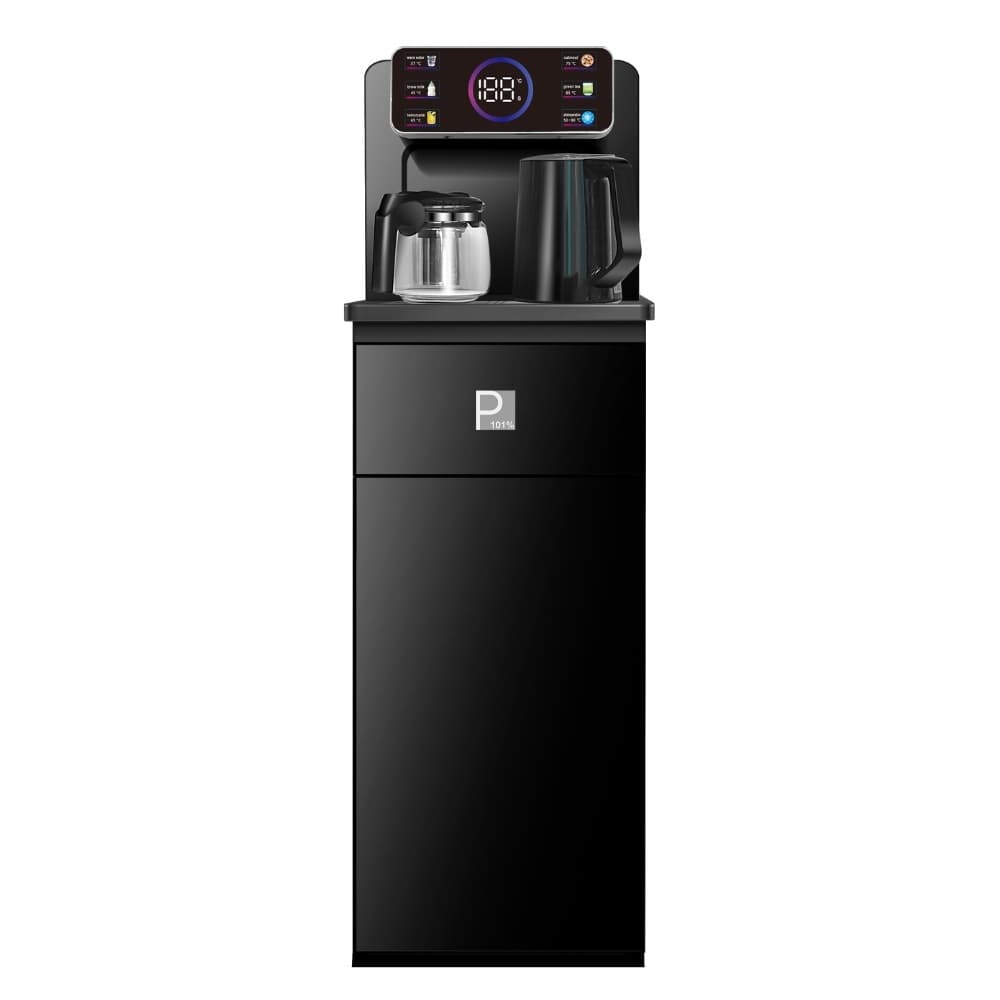 Purity Cold & Normal Bottom Loading Digital Water Dispenser with Tea Maker and Kettle , 2 Tabs Black - PFK49