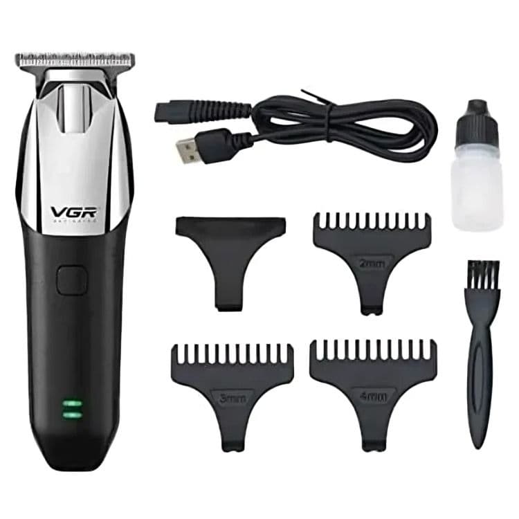VGR Professional Rechargeable Hair Trimmer with Attachments Dry , Black Silver - V-171
