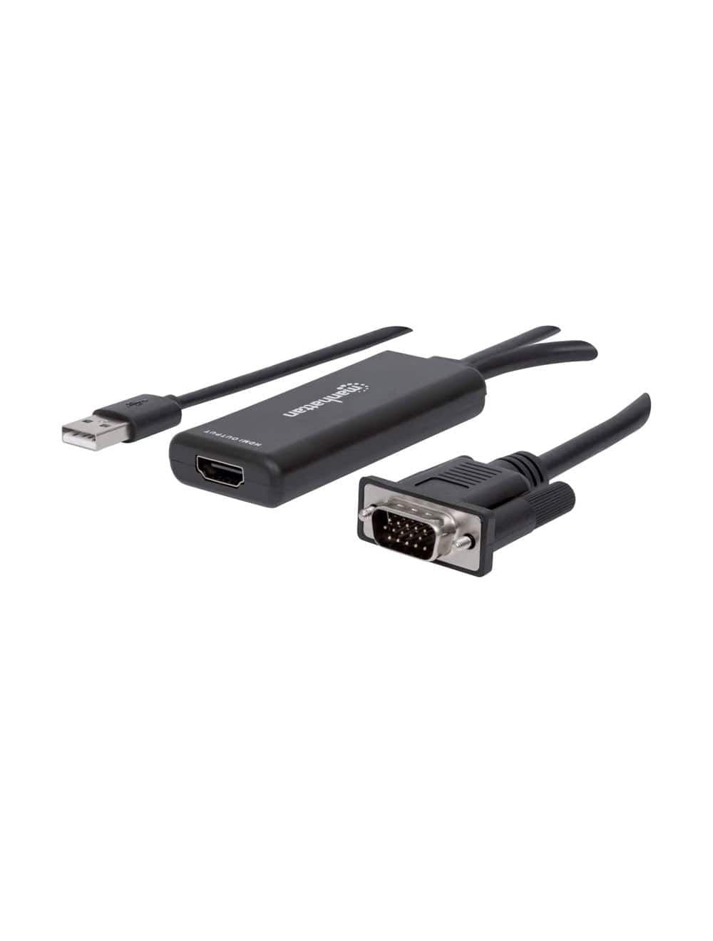 Manhattan USB-C and VGA to HDMI Converter ,Black
