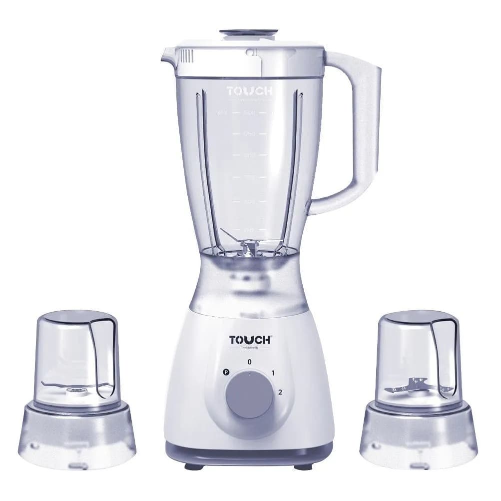 Touch El Zenouki INSPIRE Countertop Blender with 2 Grinders 1.5 Liter 600 Watt White - 40550