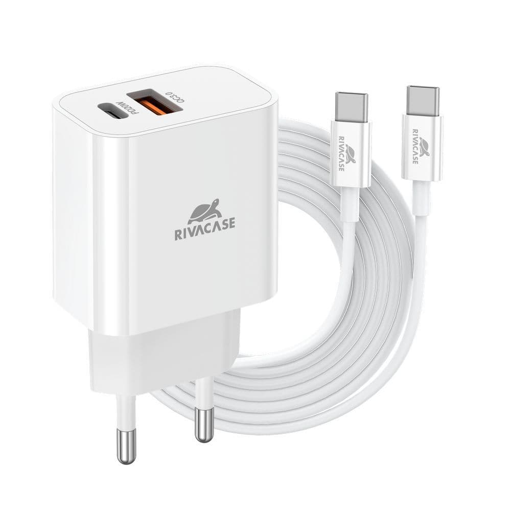 Rivacase Wall Charger with Type C Cable Multi Ports , 4102 Watt White - PS4102WD
