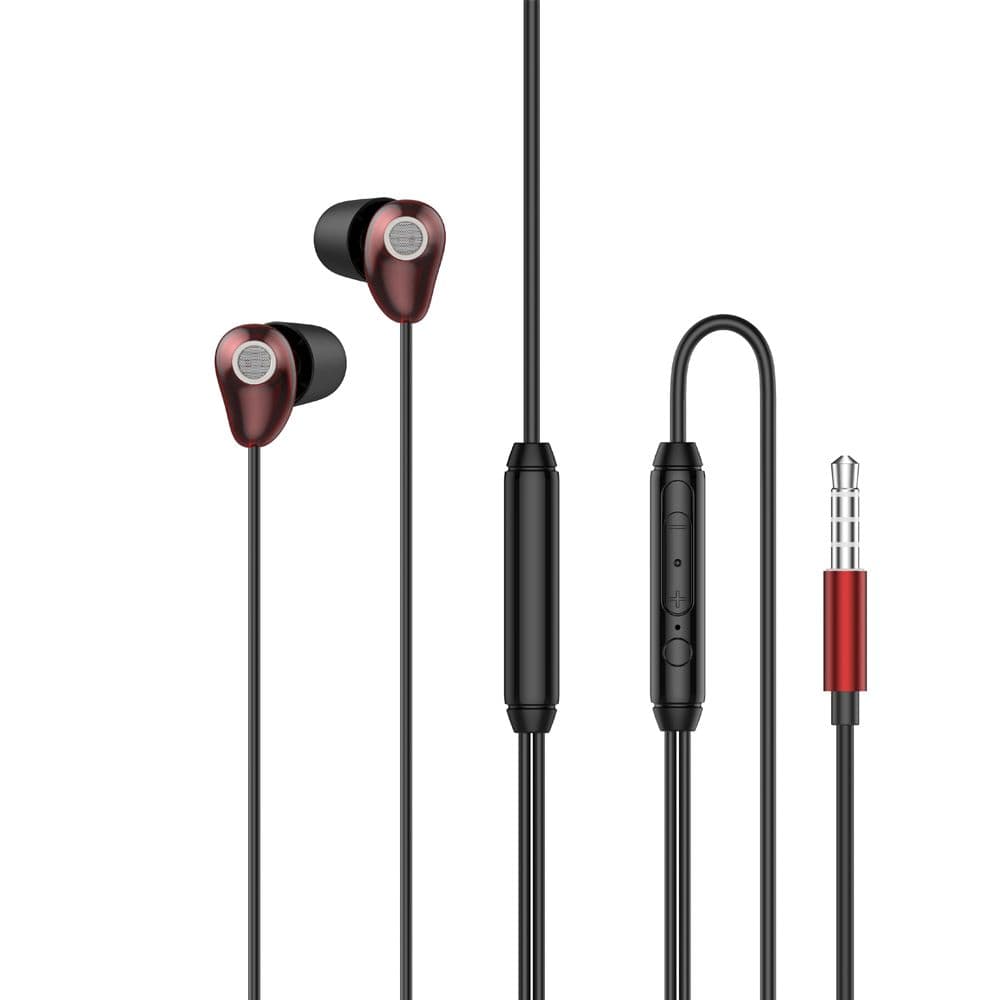 L'Avvento Sleeping Wired Earphones with Microphone , Black Red - HP66