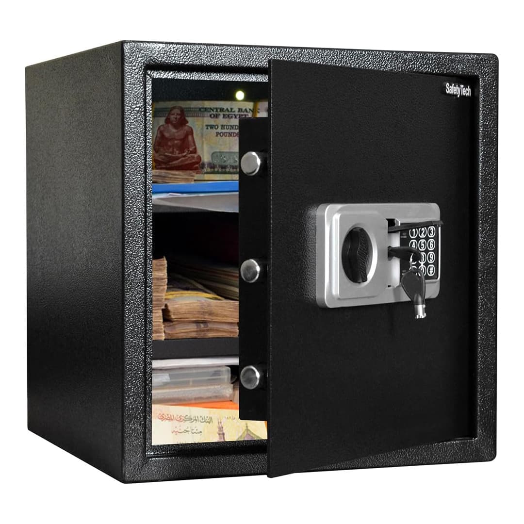 Safety Tech Digital Electronic with Key Lock Safe Box ,40 Liter ,Black Silver - GN 40 NEK3