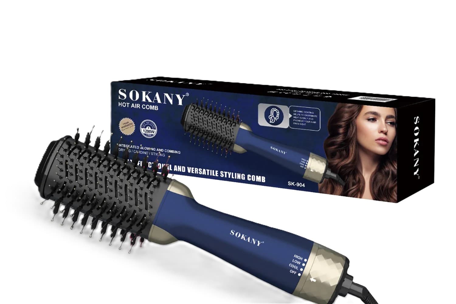 Sokany Hair Brush 85 Celsius , Blue Gold - SK-904A