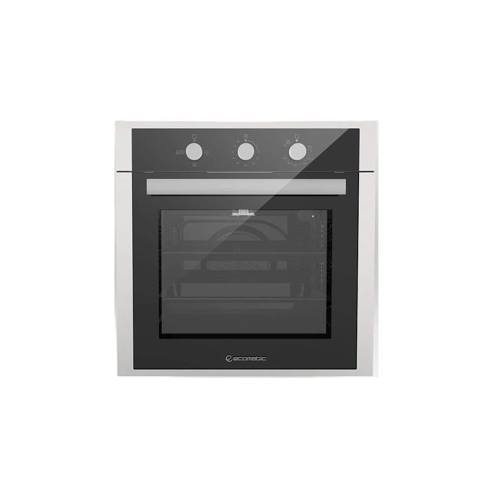 Ecomatic Crystal Gas Built-In Oven with Grill , 60 Centimeter 67 Liter , Black Stainless Steel - G6434T