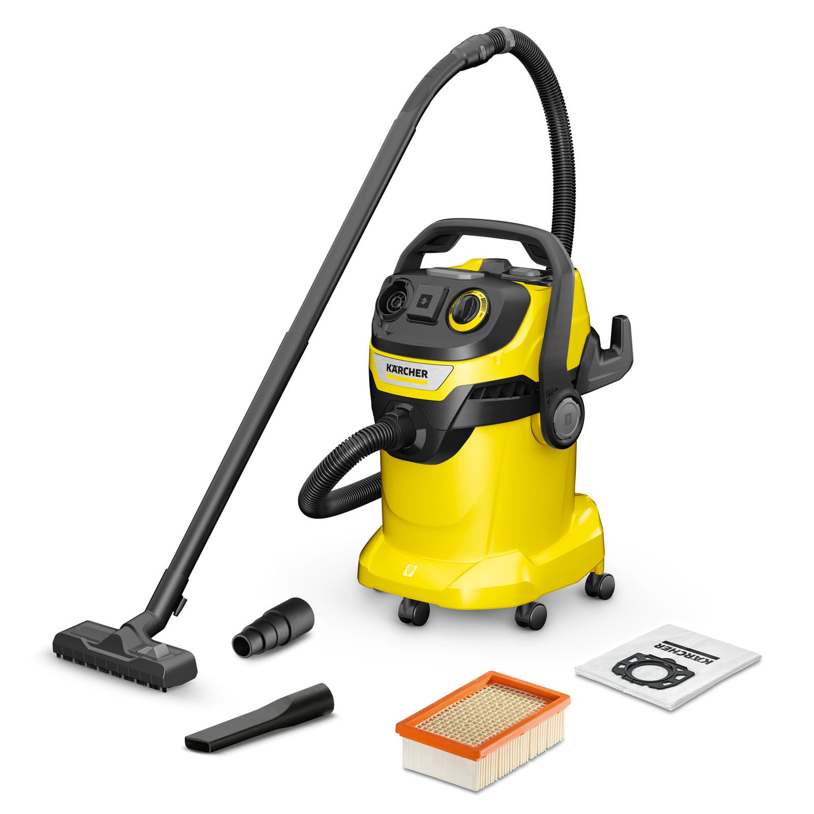 Karcher WD 5 Wet and Dry Drum Vacuum Cleaner , 1100 Watt , Black Yellow