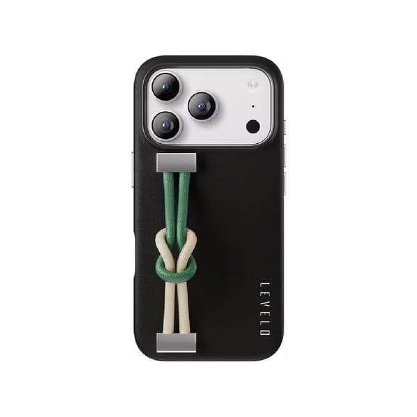 Levelo PU Leather Back Cover foriPhone 17 Pro ,Black