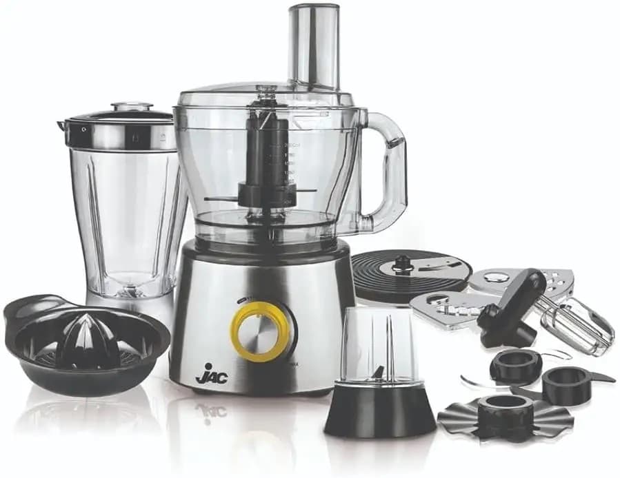 Jac Food Processor with Attachments , 1000 Watt Silver Black - NGB-1000