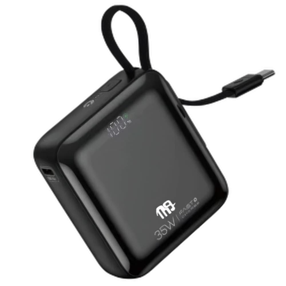 Nine Nexcharge Power Wired Power Bank with Built-in Cable , 10000 mAh 2 Ports , Black