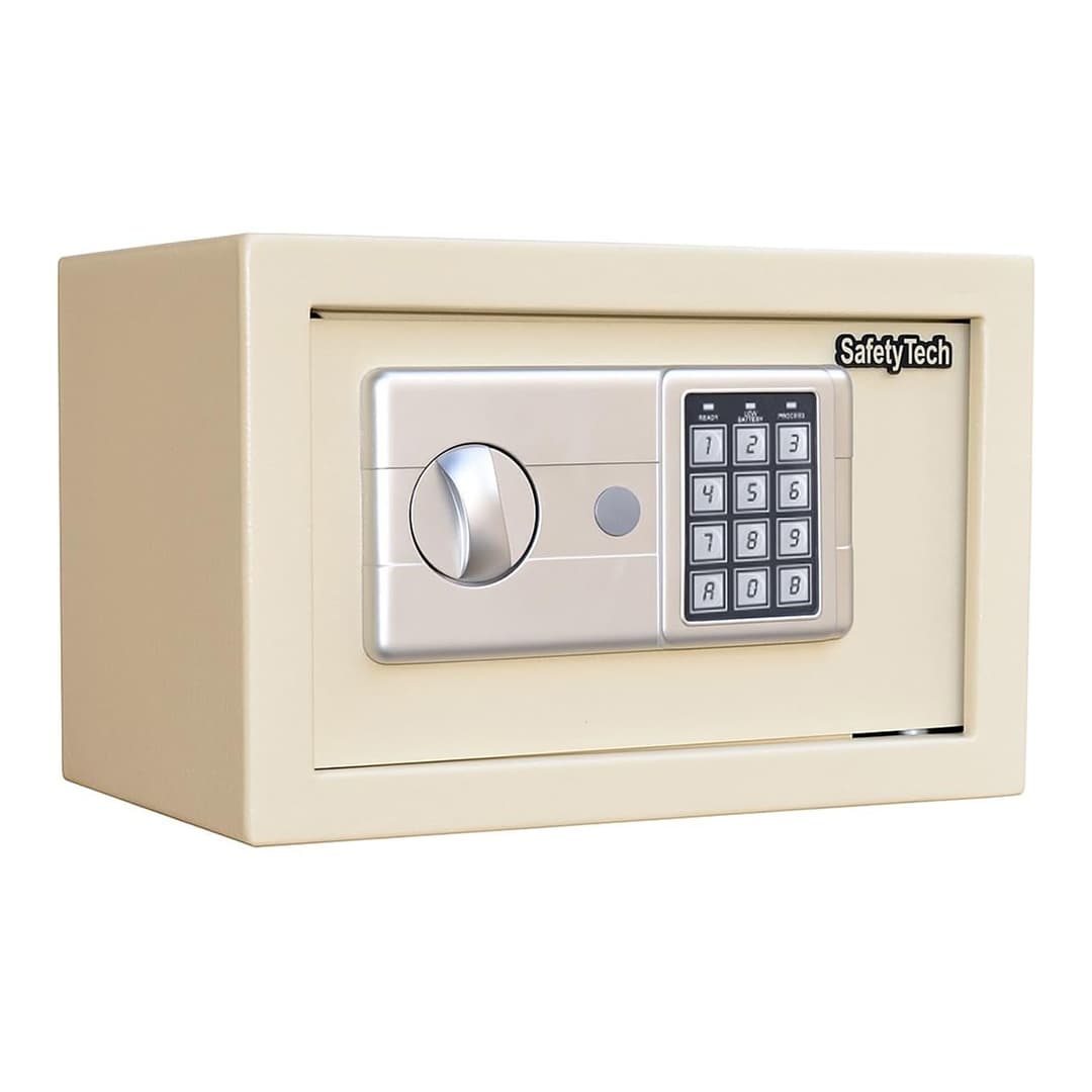 Safety Tech Digital Electronic with Key Lock Safe Box ,Beige - GN20 LK