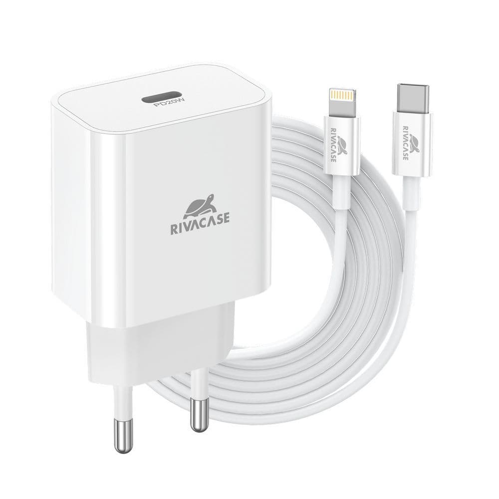 Rivacase Wall Charger with Lightning Cable , 1 Ports Type C , 4101 Watt White - PS4101W5