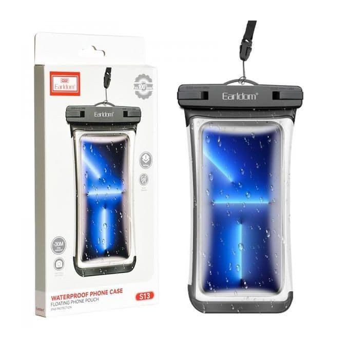 Earldom TPU front with sealed waterproof edges Waterproof Phone Case forSmartphones ,Transparent and Black - S13
